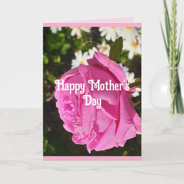 Pink Flowers Floral Rose Roses Mothers Day Card (Front)