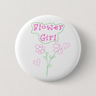 Pink Flowers Flower Girl 6 Cm Round Badge