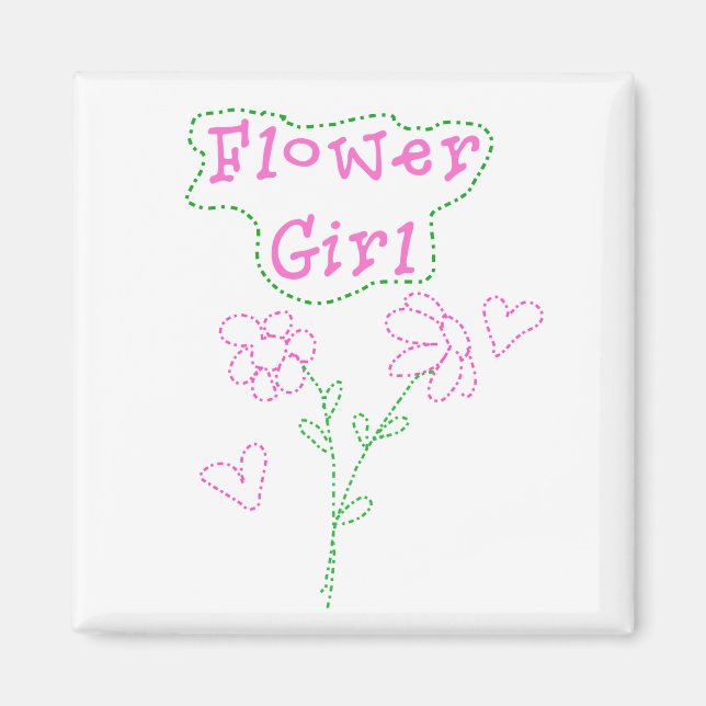 Pink Flowers Flower Girl Magnet (Front)