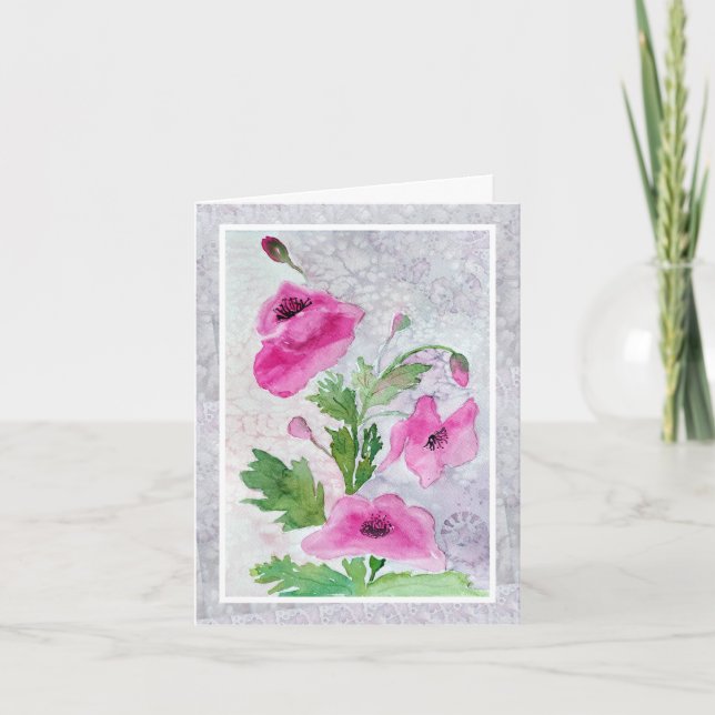 Pink Flowers Folded Greeting Card (Front)