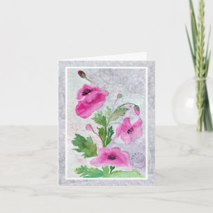 Pink Flowers Folded Greeting Card