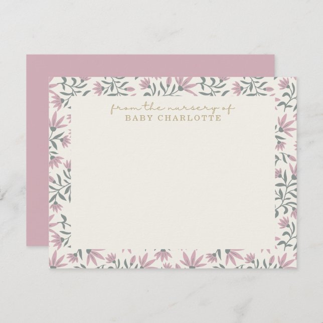 Pink flowers  | from the nursery of card  (Front/Back)