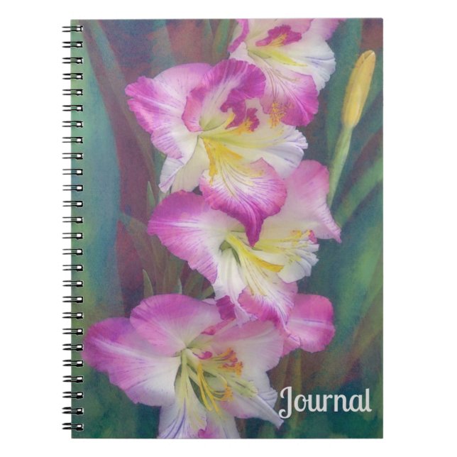 Pink Flowers Garden Art Journal Notebook (Front)