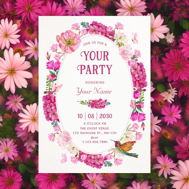 Pink flowers garden  invitation (Creator Uploaded)