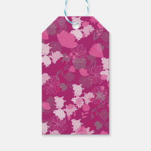pink flowers gift tags