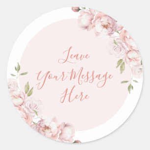 Pink Flowers Girl Baby In Bloom Love Your Message Classic Round Sticker