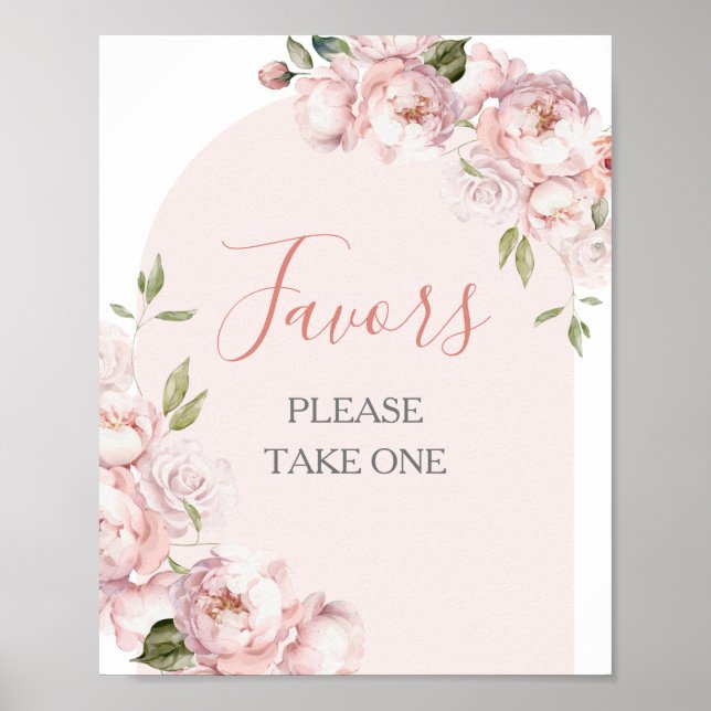 Pink Flowers Girl Baby Shower Baby In Bloom Favour Poster (Front)