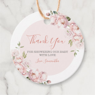 Pink Flowers Girl Baby Shower Baby in Bloom Favour Tags
