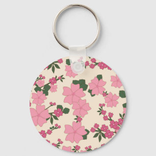 Pink Flowers Girly Pretty Cute Key Ring