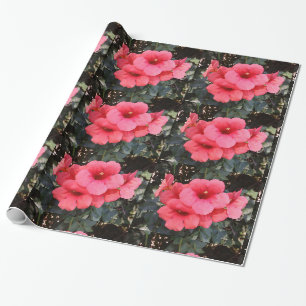 Pink Flowers Glossy Wrapping Paper