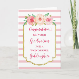 Pink Flowers Goddaughter Graduation Card