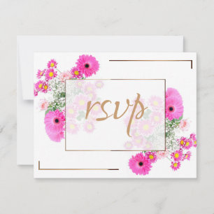 Pink Flowers/Gold Trim Thank You Card