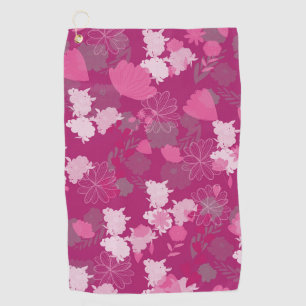 pink flowers golf towel