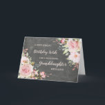 Pink Flowers Granddaughter Birthday Card<br><div class="desc">Pretty and thoughtful greeting card for your granddaughter's birthday with light blush pink watercolor flowers,  chalkboard rustic pattern and hand lettered style text.</div>
