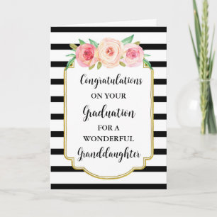 Pink Flowers Granddaughter Graduation Card