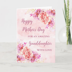 Pink Flowers Granddaughter Happy Mother's Day Card