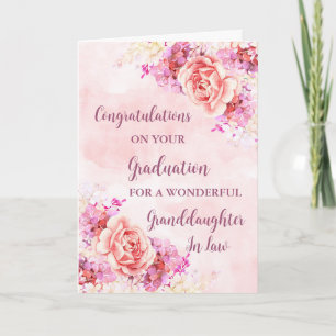 Pink Flowers Granddaughter in Law Graduation Card