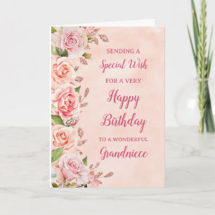Pink Flowers Grandniece Birthday Card