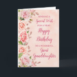 Pink Flowers Great Granddaughter Birthday Card<br><div class="desc">A beautiful card for your great granddaughter on her birthday with pastel pink flowers and rose gold effect details.</div>