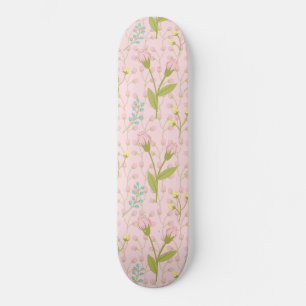 Pink Flowers Green Leaves Floral Garden Spring Skateboard
