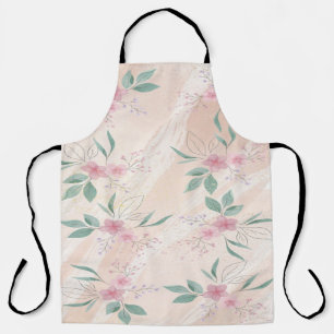 Pink Flowers & green leaves pattern Apron