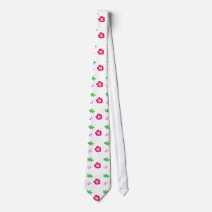 pink flowers,green leaves, pretty pattern tie