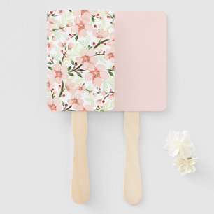Pink flowers hand fan