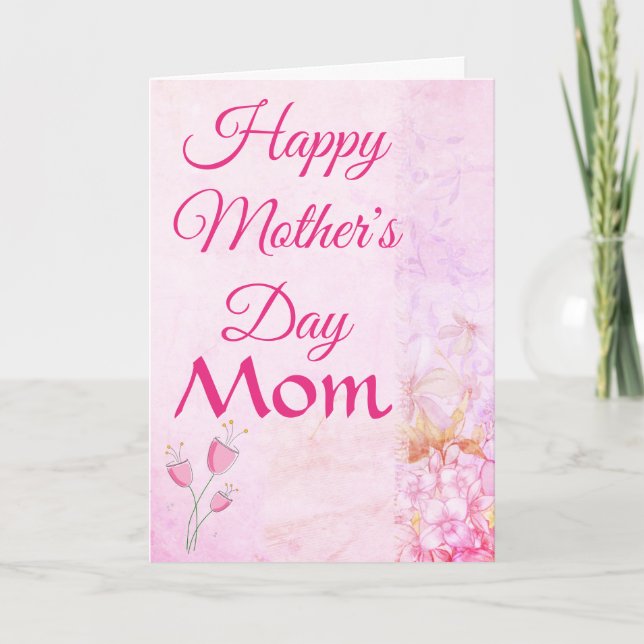 PINK FLOWERS HAPPY MOTHER'S DAY CARD (Front)