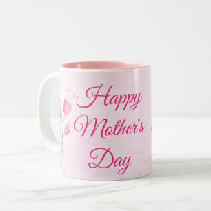 PINK FLOWERS HAPPY MOTHER'S DAY Two-Tone COFFEE Mug