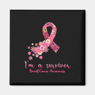 Pink Flowers Heart I'm A Survivor Breast Cancer Aw Magnet