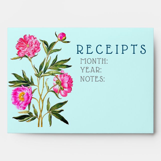 Pink Flowers Household Finances Receipt Envelopes (Front)
