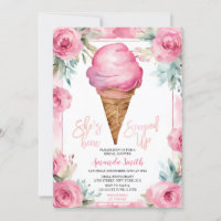 Pink Flowers Ice Cream Summer Bridal Shower Party