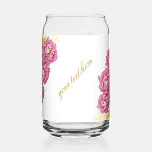 pink flowers in a gold frame  editable  can glass