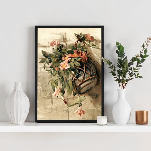 Pink Flowers in Hanging Vase Poster (Creator Uploaded)