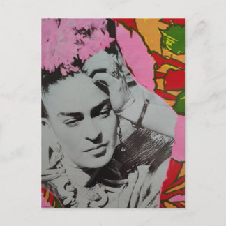 Pink Flowers in Her Hair Retro Flowers Collage Postcard