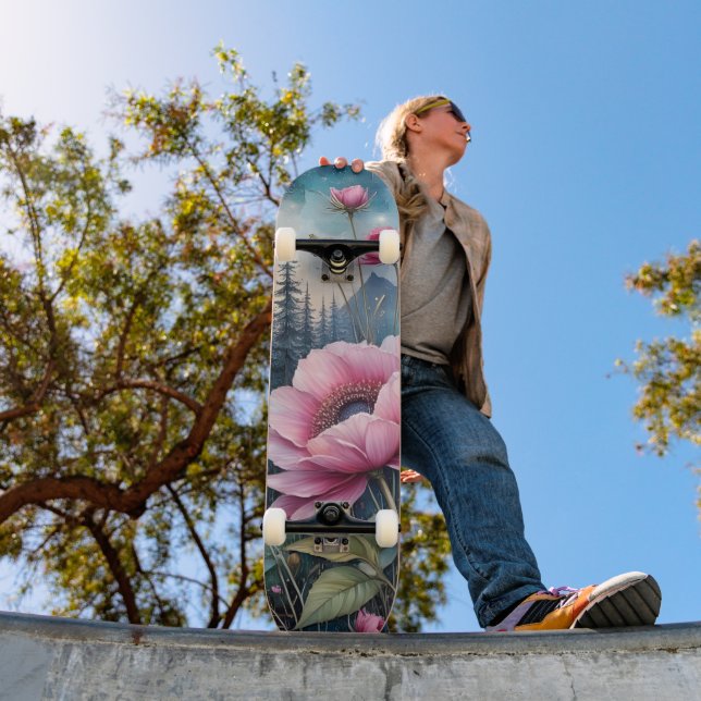 Pink Flowers in the Forest Skateboard (Outdoor 1)