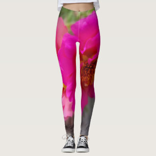 Pink flowers in the sun leggings