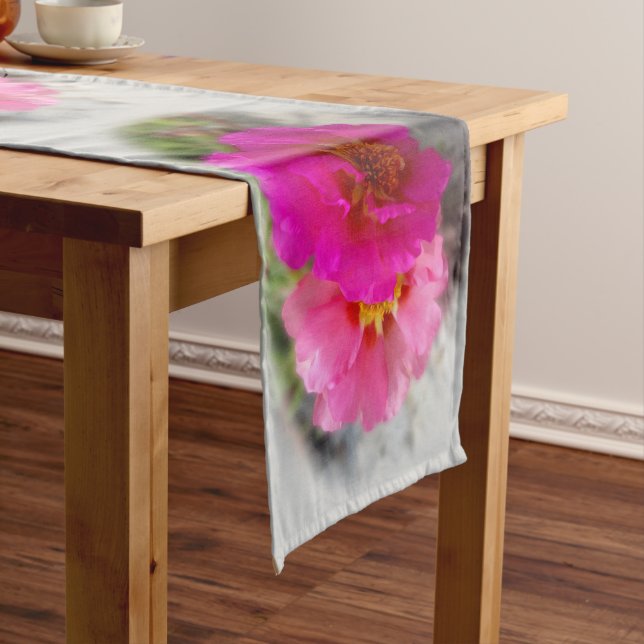 Pink flowers in the sun long table runner (In Situ)