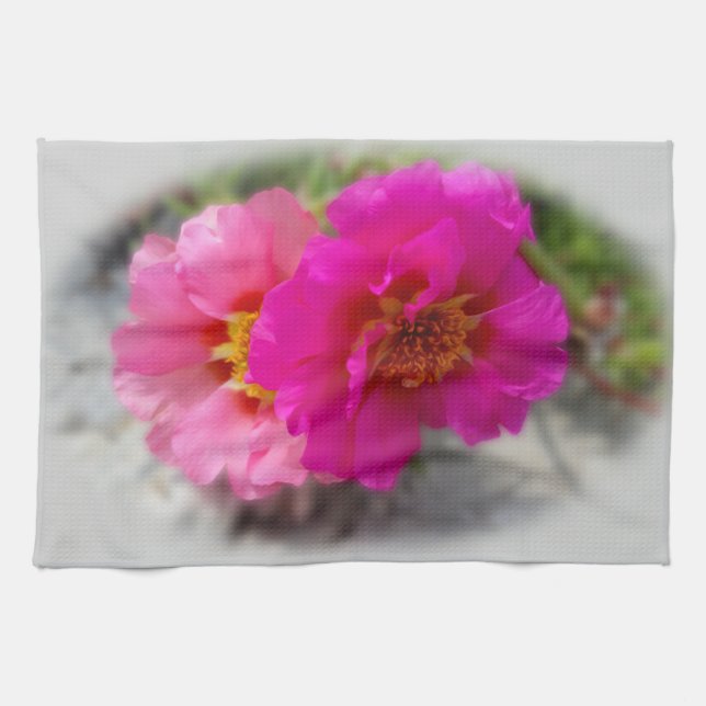 Pink flowers in the sun tea towel (Horizontal)