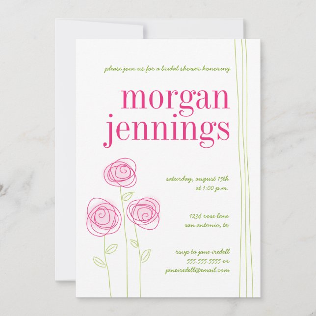 Pink flowers invitations (Front)