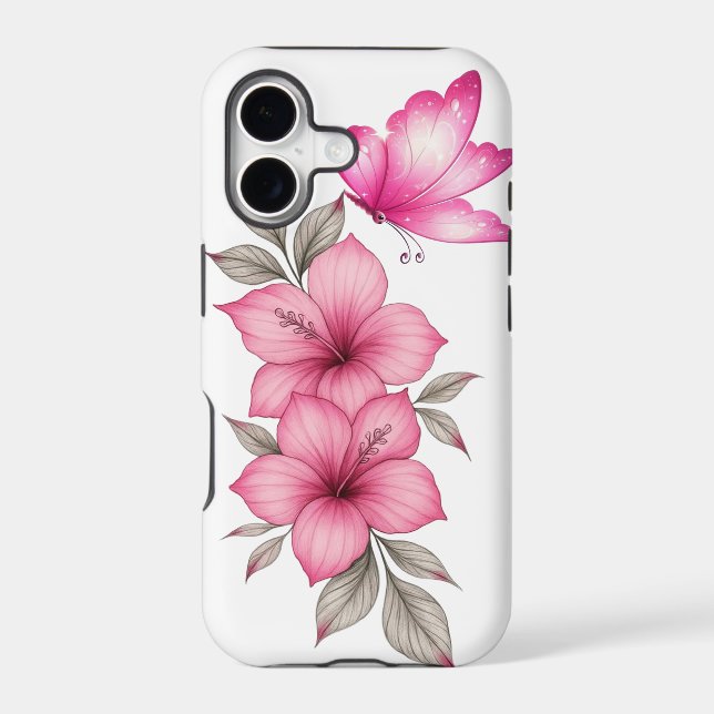pink flowers iphone case (Back)