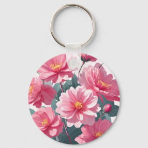 Pink Flowers Key Ring