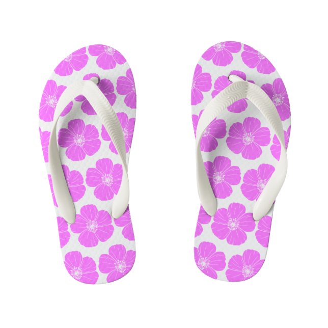 Pink Flowers Kid's Jandals (Footbed)