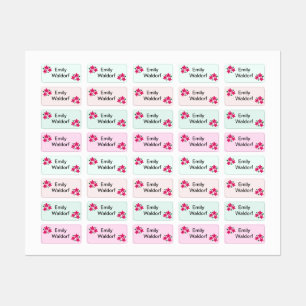 Pink Flowers Kids' Name Clothing School Labels