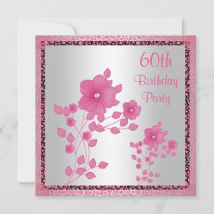 Pink Flowers & Lace 60th Birthday Party Invitation