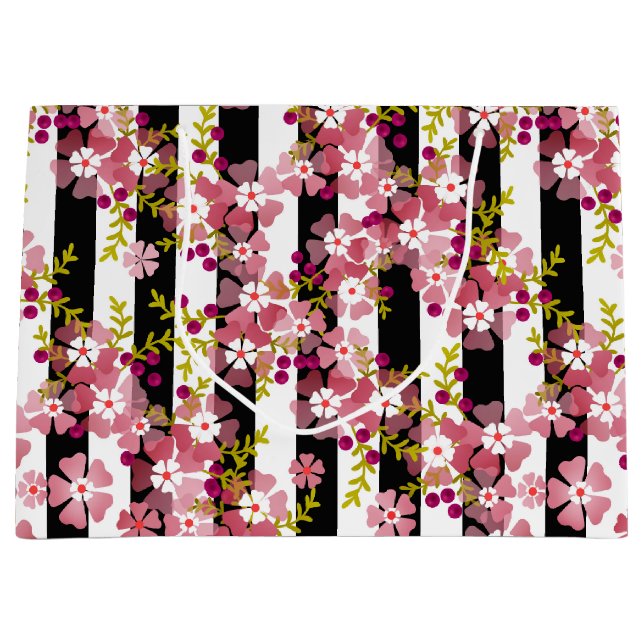 Pink flowers large gift bag (Front)