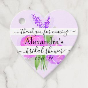 Pink Flowers Lavender Bridal Shower Thank You  Favour Tags
