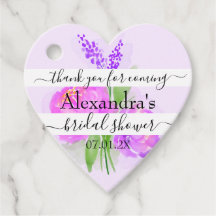 Pink Flowers Lavender Bridal Shower Thank You