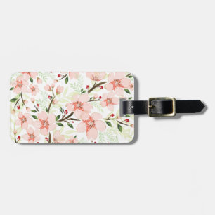 Pink flowers luggage tag