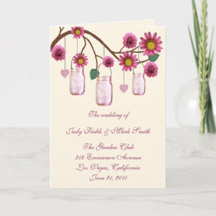 Pink Flowers Mason Jars Program Card